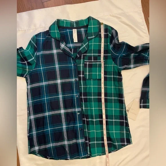 NWT Stars Above size small plaid green button up pajama shirt - Picture 10 of 12